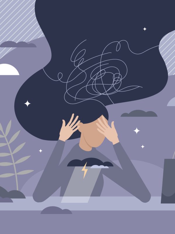 Anxiety mental health condition and bad emotional state tiny per rest and recovery